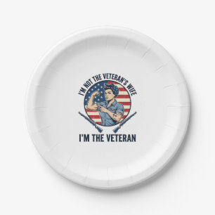 Women Veteran Patriotic Vintage Engraving Shirt De Paper Plate