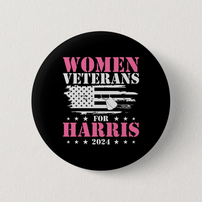 Women Veterans For Harris 2024  6 Cm Round Badge (Front)
