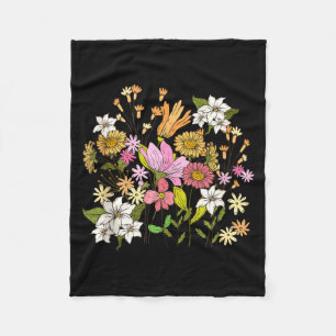 Women Vintage Floral Boho Wildflower Tank Top Fleece Blanket