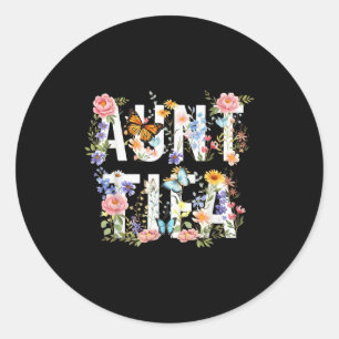 Women Vintage Floral I Am Aunt Tifa  Classic Round Sticker