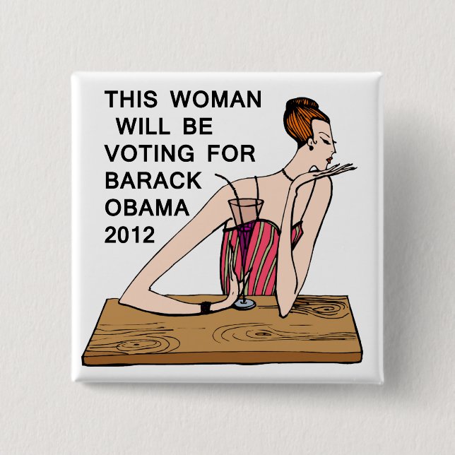 Women Voting For Barack Obama Button (Front)