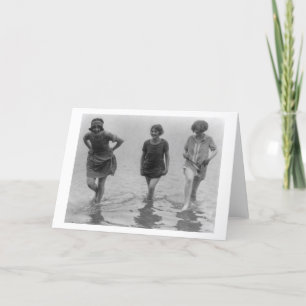 Women Wading at Arlington Beach Photograph Card