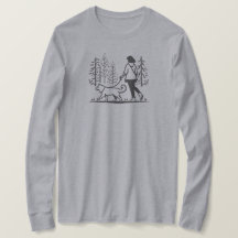 Women Walking Her Dog Through Trees - Long Sleeve 