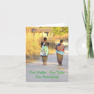 WOMEN WALKING PATH WITH BABIES ON BACK/HAPPY BIRTH CARD