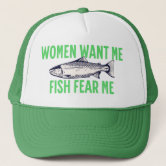 Women Fear Me, Fish Fear Me Trucker Hat, Adult Unisex, Size: One Size, White And Green
