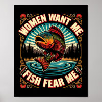 Women Want Me Fish Fear Me Retro Vintage Fishing