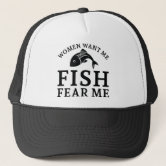 Women Fear Me, Fish Fear Me Trucker Hat, Adult Unisex, Size: One Size, White And Black
