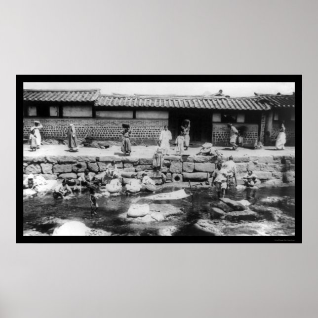 Women Washing Laundry in a Stream in Korea 1895 Poster (Front)