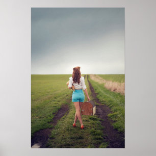 "Women & Weather" Model On A Dirt Road Photography Poster