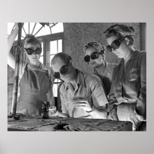 Women Welders in WWII, 1940s Poster