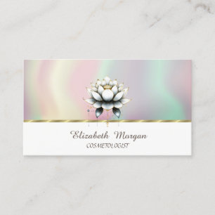 Women White Lotus Colorful Business Card