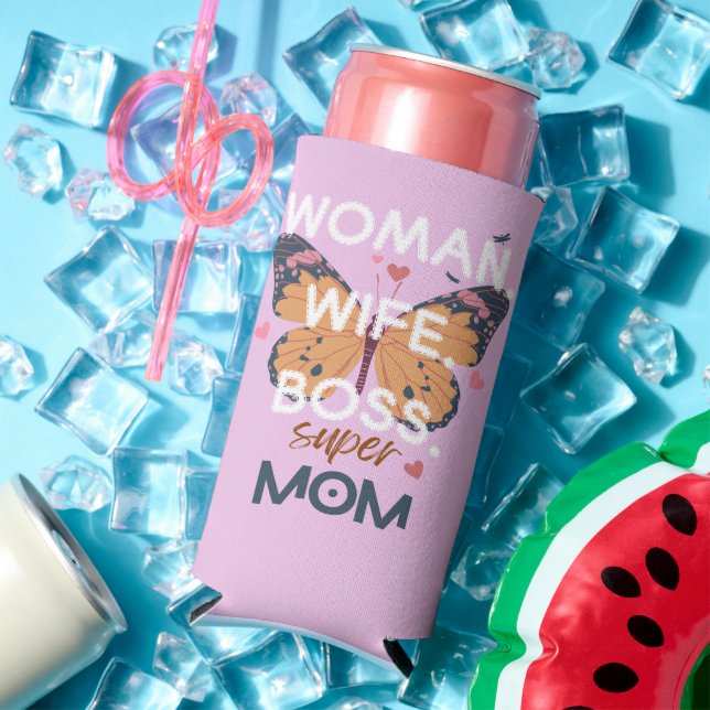 Women, wife, boss, super mum seltzer can cooler (In Situ Summer)
