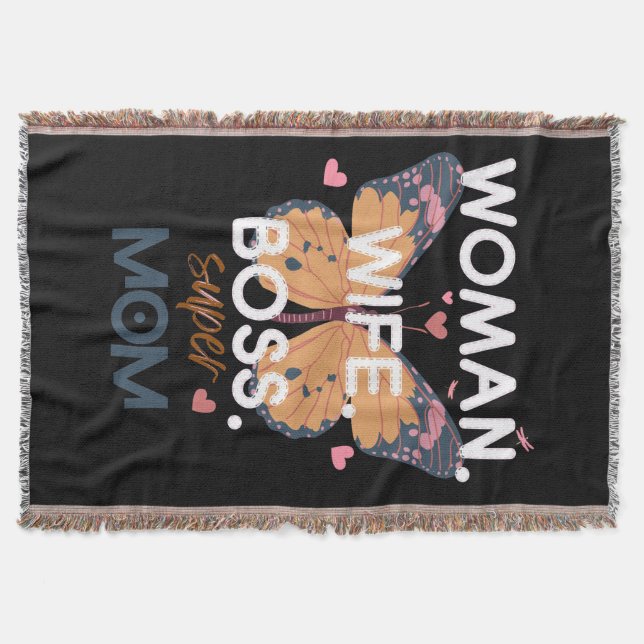 Women, wife, boss, super mum throw blanket (Front)