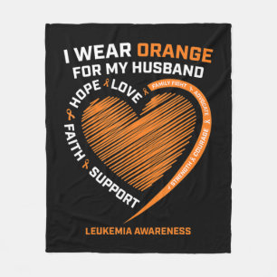 Women Wife I Wear Orange For My Husband Leukaemia  Fleece Blanket