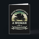 Women with a Motorbike Funny Gifts Wife Card<br><div class="desc">Never underestimate a Woman with a Motorbike. Funny gift ideal for women / biker who love motorbikes motorbiking & biking. Get it as christmas,  birthday or mother's day gifts for your wife or fiancé.</div>