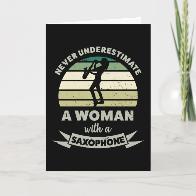 Women with a Saxophone Funny Gifts Mom Card (Front)