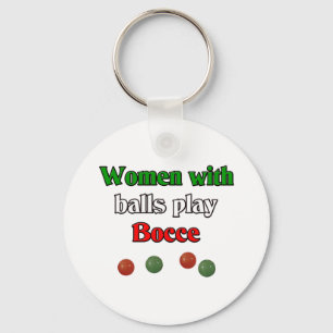 Women With Balls Play Bocce Key Ring