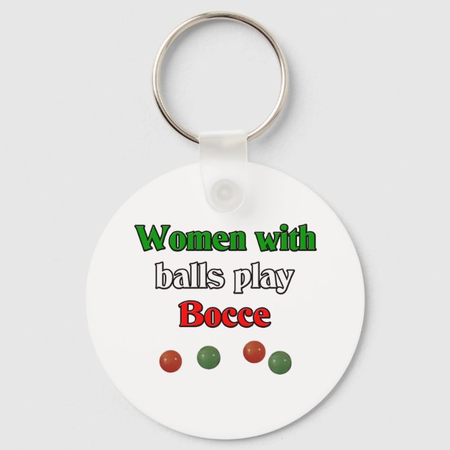 Women With Balls Play Bocce Key Ring (Front)