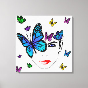 Women with Butterflies Canvas Print