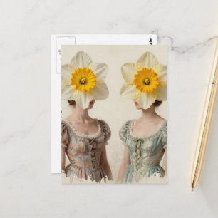 Women With Daffodil Heads Postcard