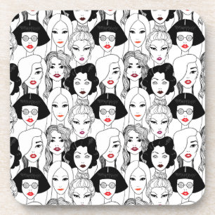 Women With Lipstick Pattern Coaster