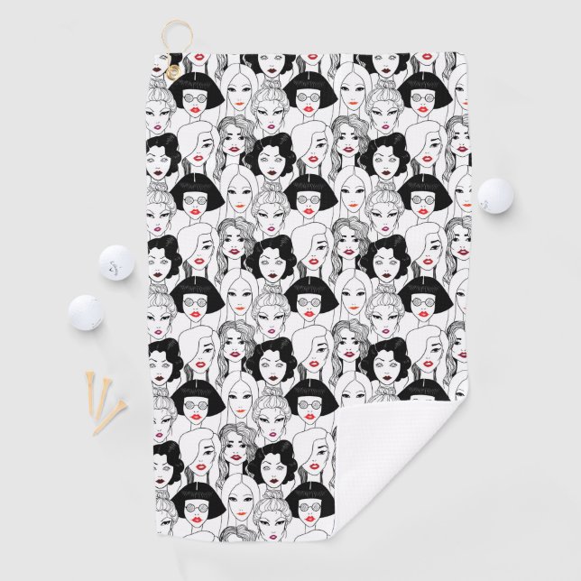 Women With Lipstick Pattern Golf Towel (InSitu)