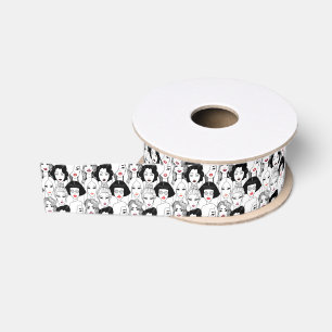 Women With Lipstick Pattern Grosgrain Ribbon
