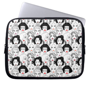 Women With Lipstick Pattern Laptop Sleeve