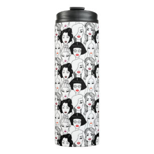 Women With Lipstick Pattern Thermal Tumbler