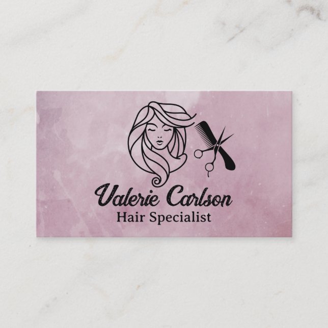 Women with Lovely Hair | Salon Tools Business Card (Front)