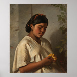 Women with Marigold, Famous Painting Poster