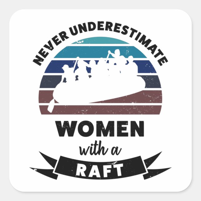 Women with Raft Funny Gift Wife Square Sticker (Front)