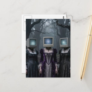 Women With Vintage Television Heads Postcard