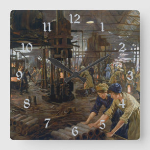 Women Working at a Munitions a Factory WW1 1918  Square Wall Clock