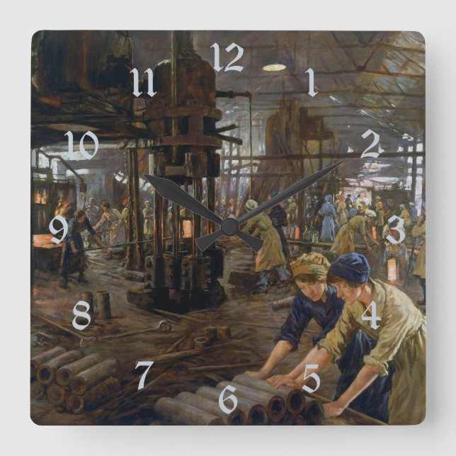 Women Working at a Munitions a Factory WW1 1918  Square Wall Clock (Front)