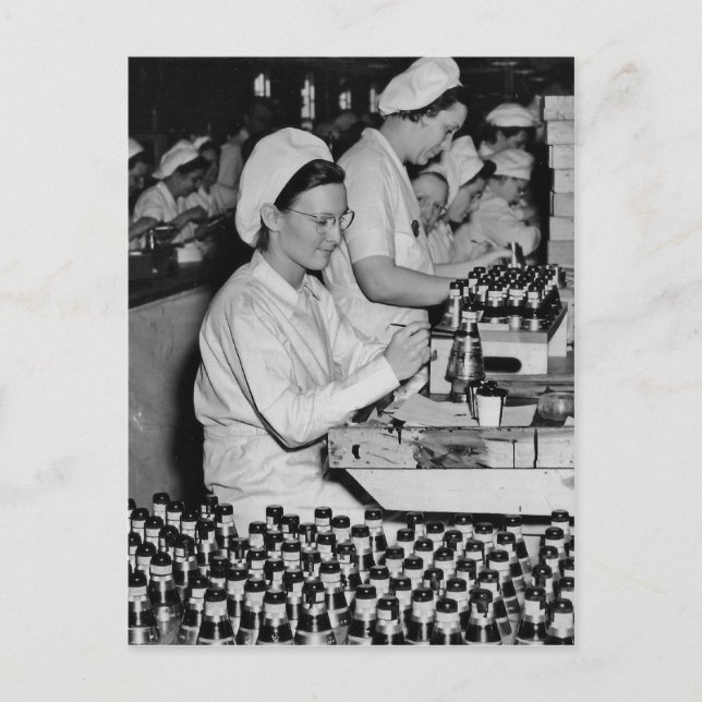 Women Working in Munitions Plant WWII Postcard (Front)