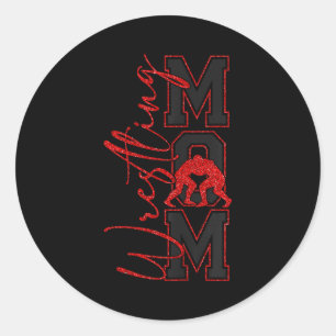 Women Wrestling Mom Funny Wrestle Wrestler Mothers Classic Round Sticker