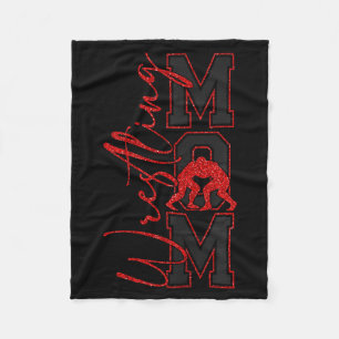 Women Wrestling Mom Funny Wrestle Wrestler Mothers Fleece Blanket