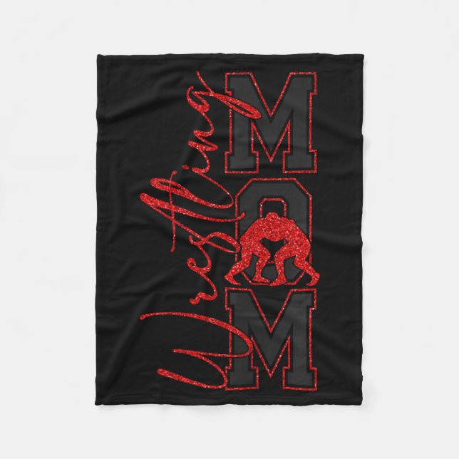 Women Wrestling Mom Funny Wrestle Wrestler Mothers Fleece Blanket (Front)