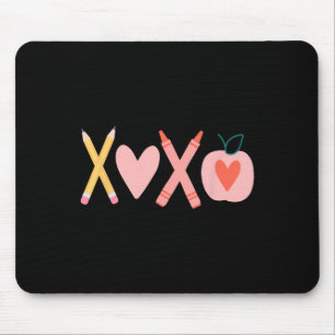 Women Xoxo Teacher Valentine's Day Pencil And Appl Mouse Mat