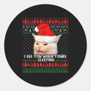 Women Yelling At Smudge The Cat Christmas  Classic Round Sticker