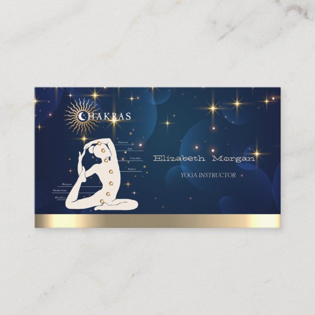 Women Yoga Silhouette,Stars, Yoga Instructor Business Card (Front)