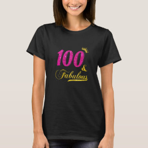 Womens 100 And Fabulous Diamond Crown Happy 100th  T-Shirt