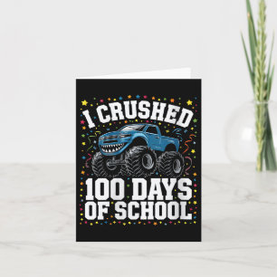 Womens 100 Days Of School Monster Truck Boy Girl K Card