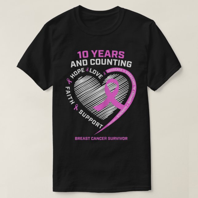 Womens 10 Year Breast Cancer Survivor Gifts For Wo T-Shirt (Design Front)