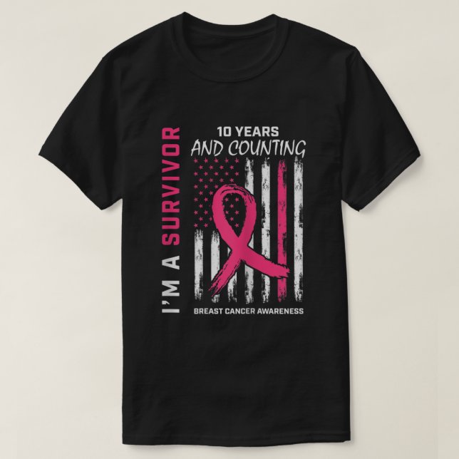 Womens 10 Year Survivor Gifts Pink Breast Cancer F T-Shirt (Design Front)