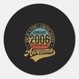 Womens 17 Year Old Awesome Since January 2006 Gift Classic Round Sticker