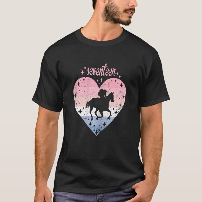 Womens 17 Year Old Cute Horse Riding Birthday Girl T-Shirt (Front)