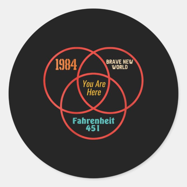 Womens 1984 Brave New World You Are Here Fahrenhei Classic Round Sticker (Front)