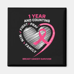Womens 1 Year Cancer Free Pink Breast Cancer Survi Magnet